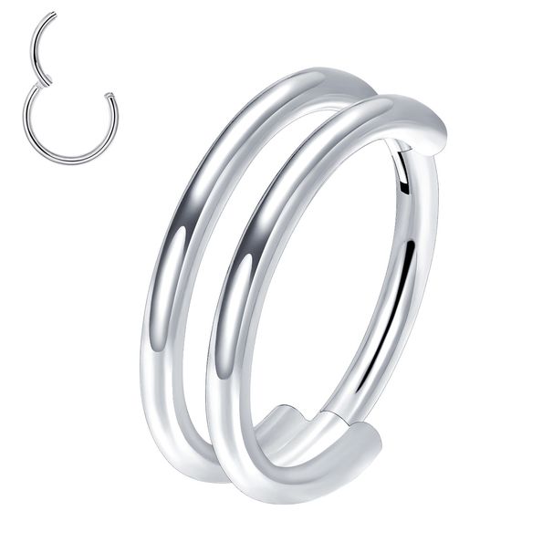 Men And Women's Jewelry G23 Titanium Seamless Ring Zircon Nose Ornaments Double Ring Nose Ring Ear Bone Ring Popular Body Piercing Ornaments_ipsvogv.com