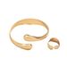 Simple geometric smooth surface ring set with personalized opening adjustment and curved design, versatile bracelet for_ipsvogv.com