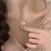 S Brushed Ribbon Pure Silver Necklace Casual And Lively Bowknot Design Personality_ipsvogv.com