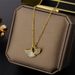 Titanium Steel Necklace Rose Gold Ginkgo White Fritillaria One Rich And Simple Leaf Micro Inlaid Collar Chain Jewelry_ipsvogv.com