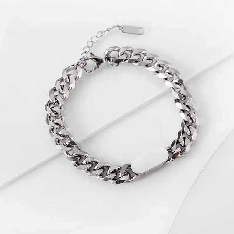 Titanium Steel Cuban Chain Trendy Ins Unique Design For Men Simple Minimalist Style Men's Bracelet_ipsvogv.com
