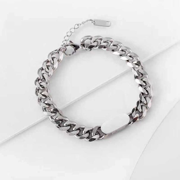 Titanium Steel Cuban Chain Trendy Ins Unique Design For Men Simple Minimalist Style Men's Bracelet_ipsvogv.com