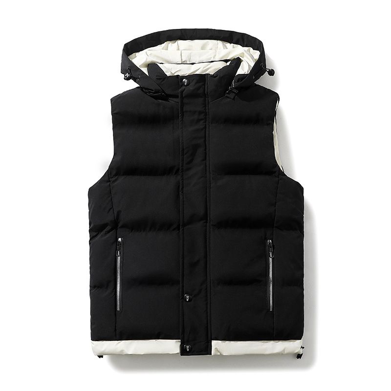 Couples High-quality Autumn And Winter New Style Small Fresh Slimming Style Color Matching Hooded Men's Vest Men's Fashion_ipsvogv.com