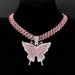 Hip Hop Style Jewelry Fashion Alloy Full Diamond Unisex Butterfly Pendant Cuban Chain_ipsvogv.com