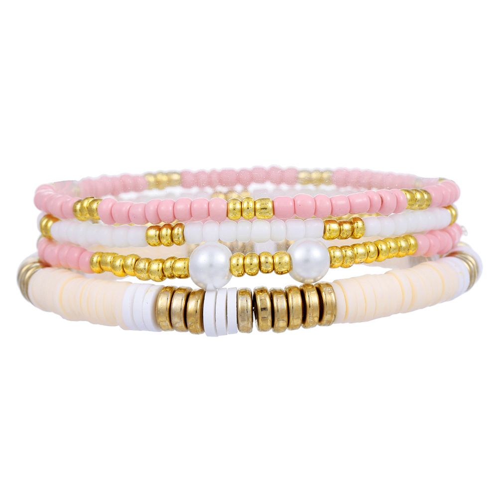 Women's Holiday Style Soft Clay Beaded Colorful Bracelet Set Bohemian Stacking Pearl Bracelet_ipsvogv.com