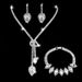 Bridal Jewelry Set - Crystal Water Drop Necklace With Earrings & Bracelet (925 Sterling Silver, Tassel Design, 18-inch Necklace)_ipsvogv.com