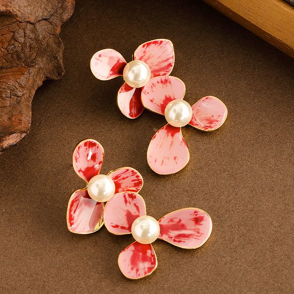 French Style Light Luxury Elegant Small Fragrance Wind Drip Oil Enamel Flower Pearl Feminine Temperament Personality_ipsvogv.com