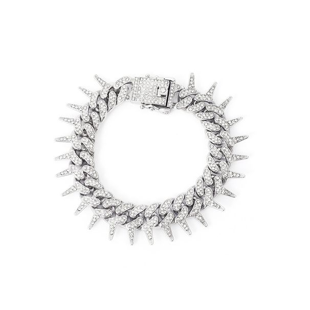 Hip Hop Exaggerated Full Diamond Geometric Necklace With A Domineering And Thorny Cuban Trendsetter Men's Neck Chain_ipsvogv.com