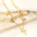 Turquoise Stainless Steel Necklace - Double Layer Diamond Cross Pendant With Gold Plated Chain_ipsvogv.com