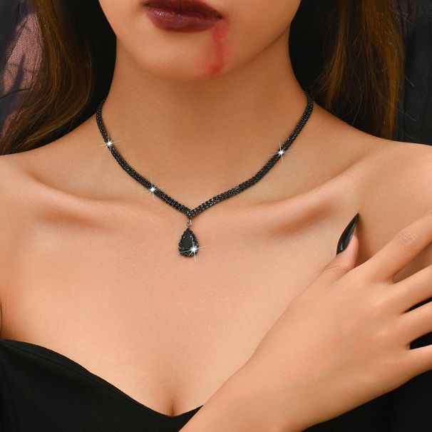 Diamond Drop Pendant Necklace - Elegant & Simple Jewelry For Halloween & Bridal Accessories_ipsvogv.com