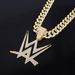 Unisex Popular W Letter Alloy Diamond Pendant Men's Personality Cool Rap Trend Hip Hop Cuban Chain_ipsvogv.com