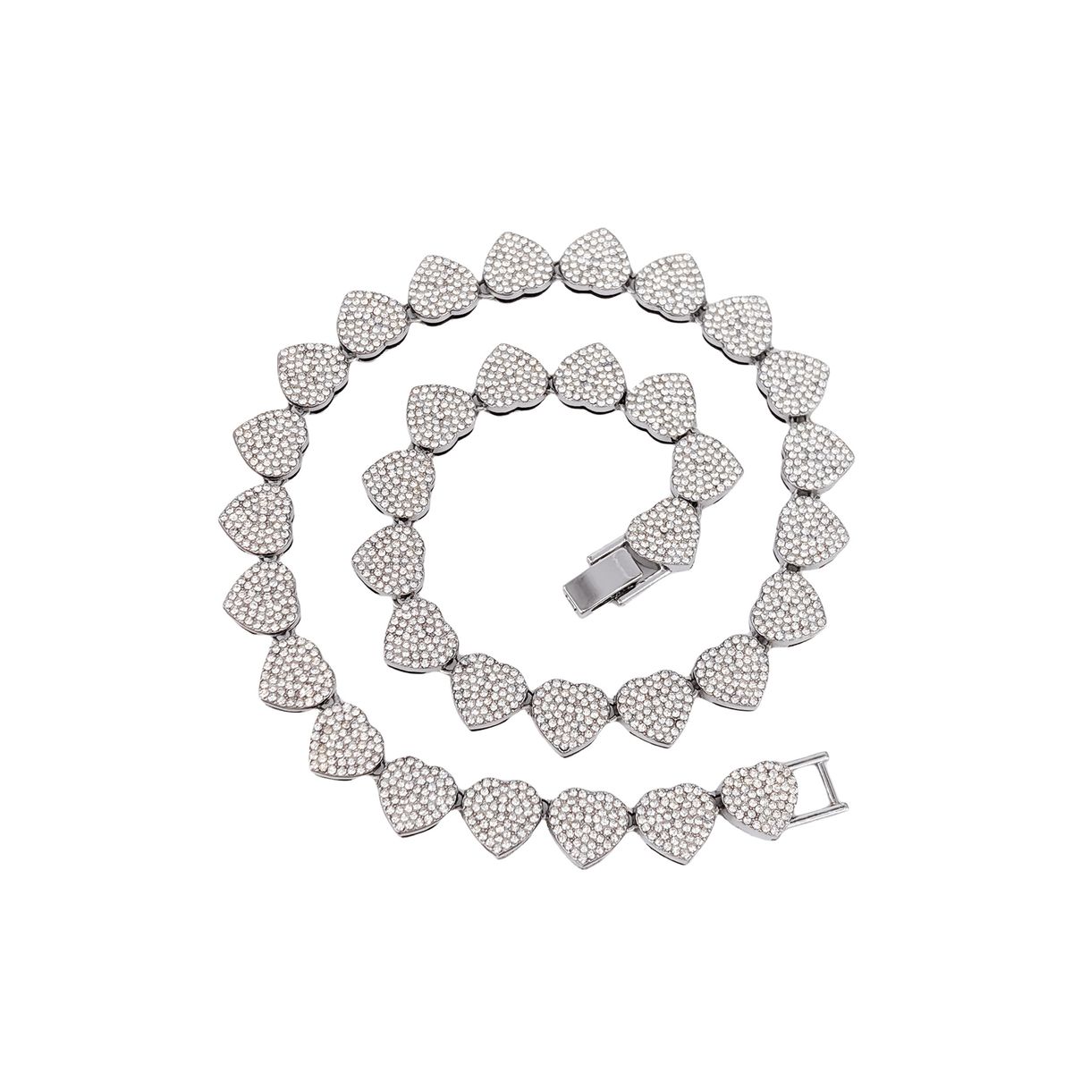 Unisex Jewelry Fashion 13mm Heart Full Diamond Alloy Necklace For Men And Women High End Niche Rap Hip Hop Style Cuban Chain_ipsvogv.com
