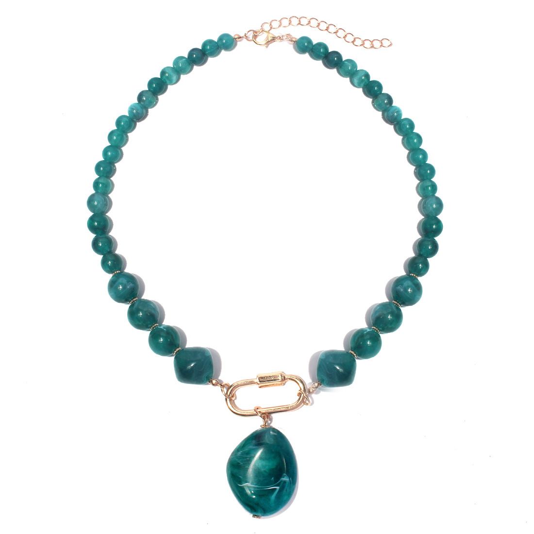 Ins Fashion Simple Niche Geometric Versatile Creative Two Color Beaded Retro Necklace Female_ipsvogv.com