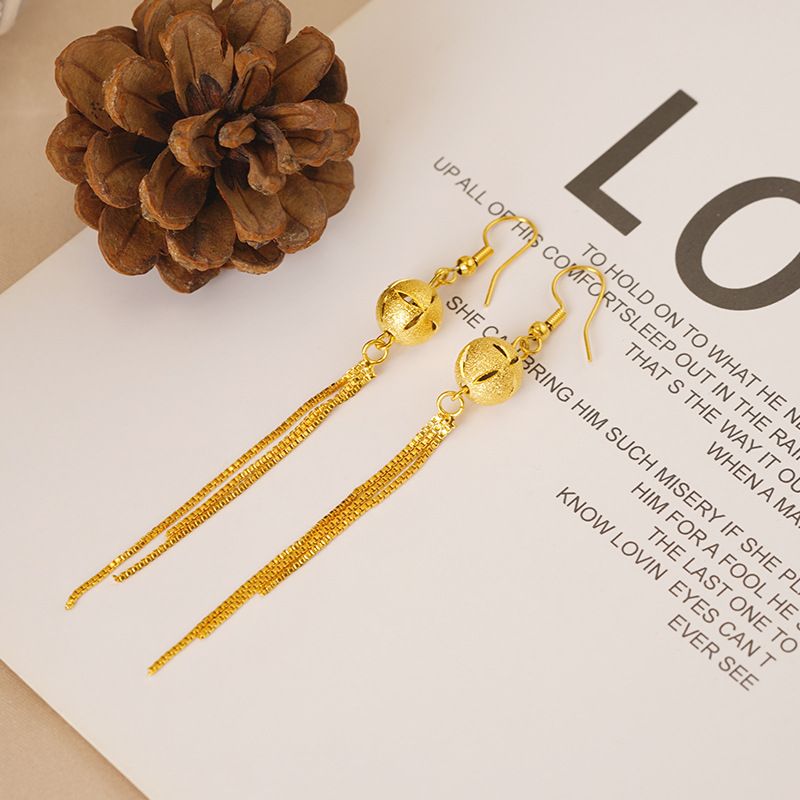 Fashionable Vietnamese Gold For Women With Brass Plated Commuting Bow Tassel Earrings Accessories_ipsvogv.com