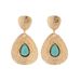 Water Droplet Shaped Micro Inlaid Turquoise Pleated With Simple Geometric Texture Earrings_ipsvogv.com