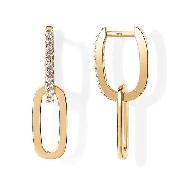 INS Personality Geometric Oval U Shaped 14k Gold Diamond Earrings For Women_ipsvogv.com