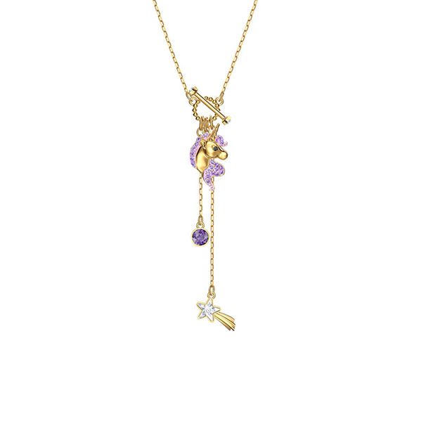 High Quality Interesting Unicorn Y Shaped Tassel Necklace Female Element Crystal Clavicle Necklace Female_ipsvogv.com