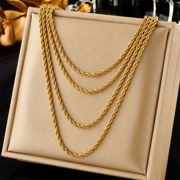 European and American fashion personality punk hip-hop retro simple versatile titanium steel metal twist chain multi-layered necklace_ipsvogv.com