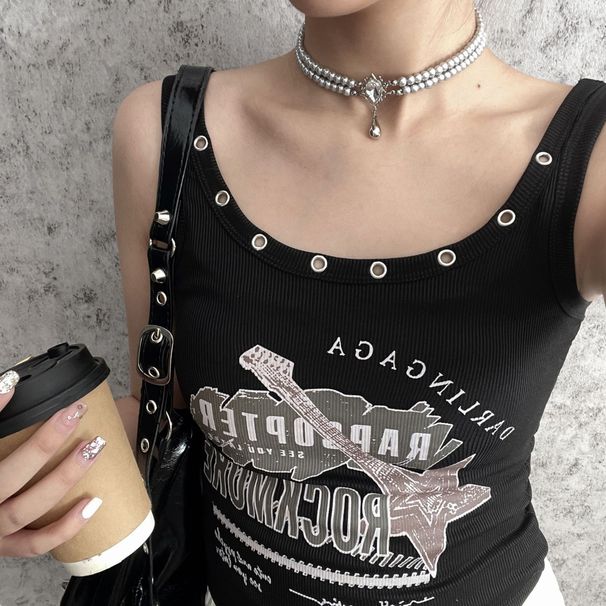 French Style Diamond Flower Water Drop Pearl Double Necklace Fashionable Light Luxury High End Clavicle Chain Retro Personality Necklace_ipsvogv.com