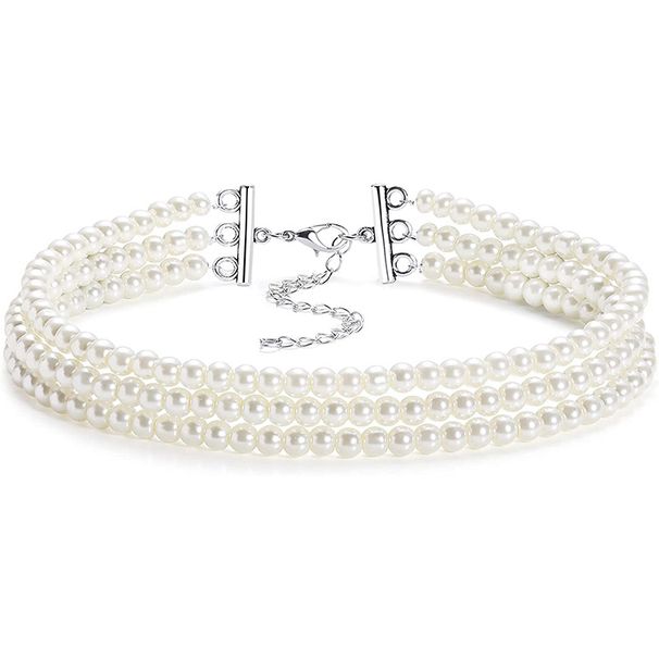 Fashionable jewelry Bohemian style multi-layer neckla with three and five layers of small pearl_ipsvogv.com