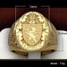 Cao Shi Crown Lion Shield Emblem Copper Plated Royal Seal Men's Ring_ipsvogv.com