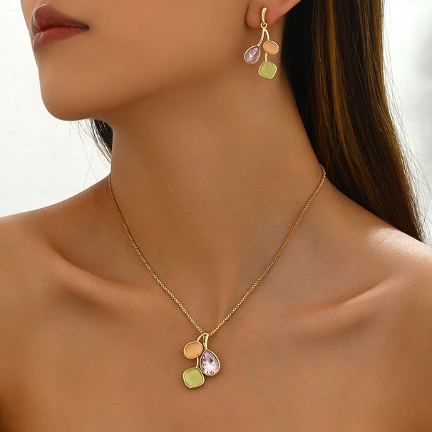 Minimally designed new Forest college style women's necklace earring set, niche inlaid zircon earrings, long collarbone_ipsvogv.com
