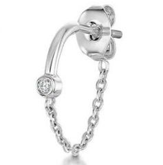 Unisex chain single diamond earrings for women with micro inlaid zircon simple ear bone studs popular piercing earrings_ipsvogv.com