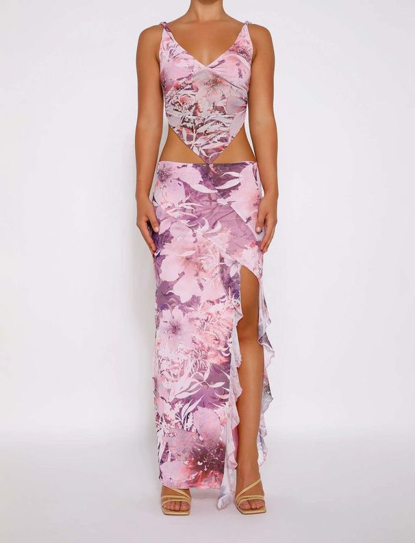 Women's Clothing Set Summer Sexy Printed Camisole + Tight Slit Irregular Long Skirt_ipsvogv.com