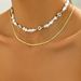 2024 style new three piece set for female niche, inlaid with pearl and heart design, long collarbone chain necklace_ipsvogv.com
