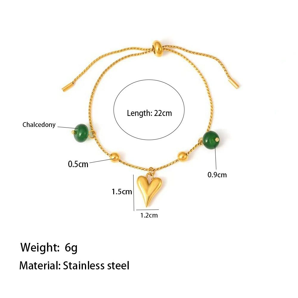 Hot Selling Round Bead Agate Geometric Element Pendant With Niche Design, Gold-plated Heart Bracelet For Women_ipsvogv.com