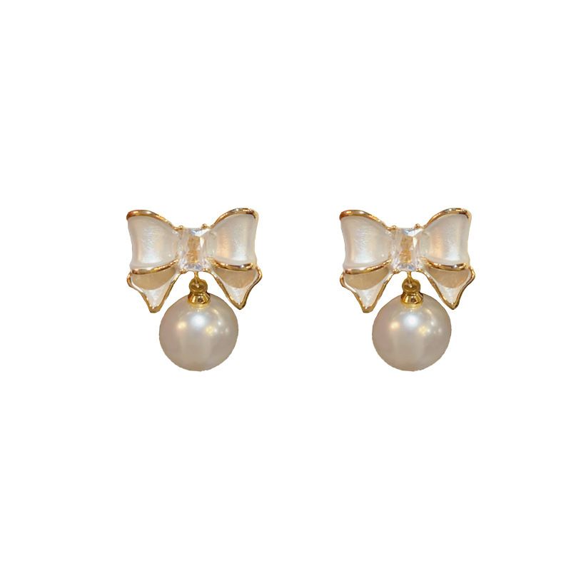 Spring New Sweet Bowknot Pearl Earrings For Women, Niche Design, High-end Luxury Silver Needle Ear Jewelry_ipsvogv.com