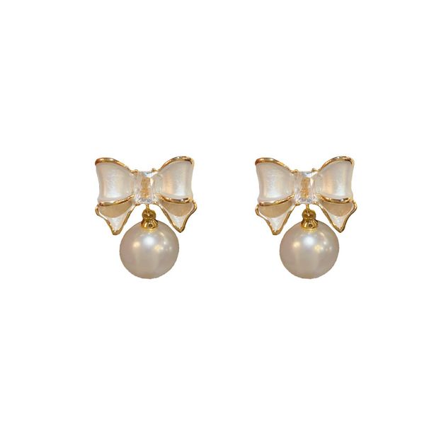 Spring New Sweet Bowknot Pearl Earrings For Women, Niche Design, High-end Luxury Silver Needle Ear Jewelry_ipsvogv.com