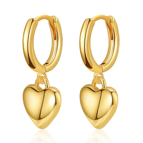 Heart shaped earrings retain color trendy style plated with K real gold Classic style all match business chic simple earrings_ipsvogv.com