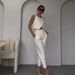 Women's Clothing solid color round neck button top temperament straight pants suit_ipsvogv.com