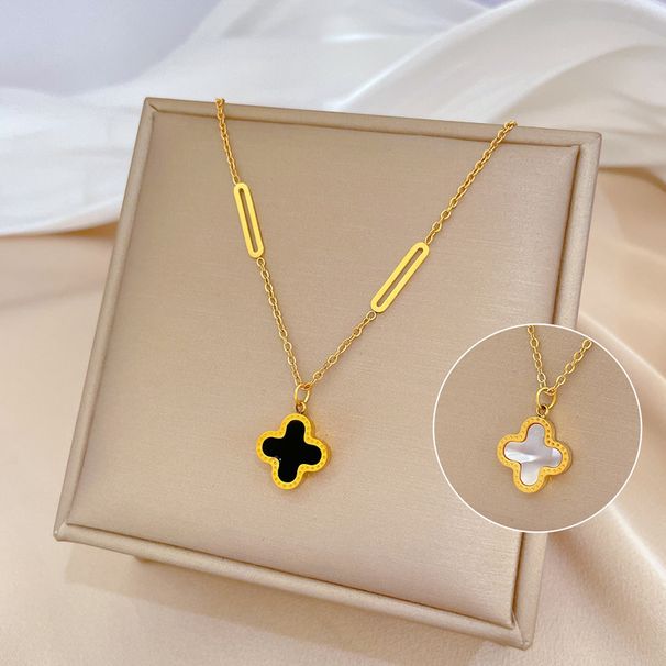 Body 【 Full Titanium Steel 】 Beimu Lucky Grass Flower Minimalist Wind Furnace Real Gold Necklace Female INS Mesh Red 【 】_ipsvogv.com