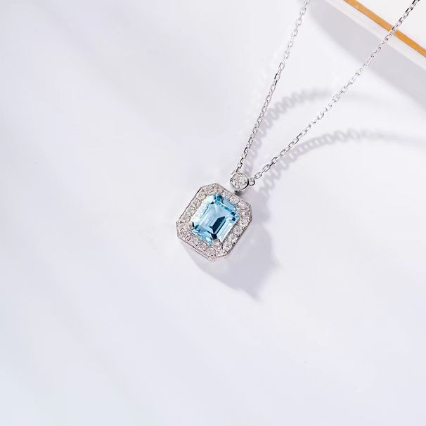 Classic High End 1.47ct5A Aquamarine Necklace Clavicle Chain Gold Natural Aquamarine Pendant Customized_ipsvogv.com