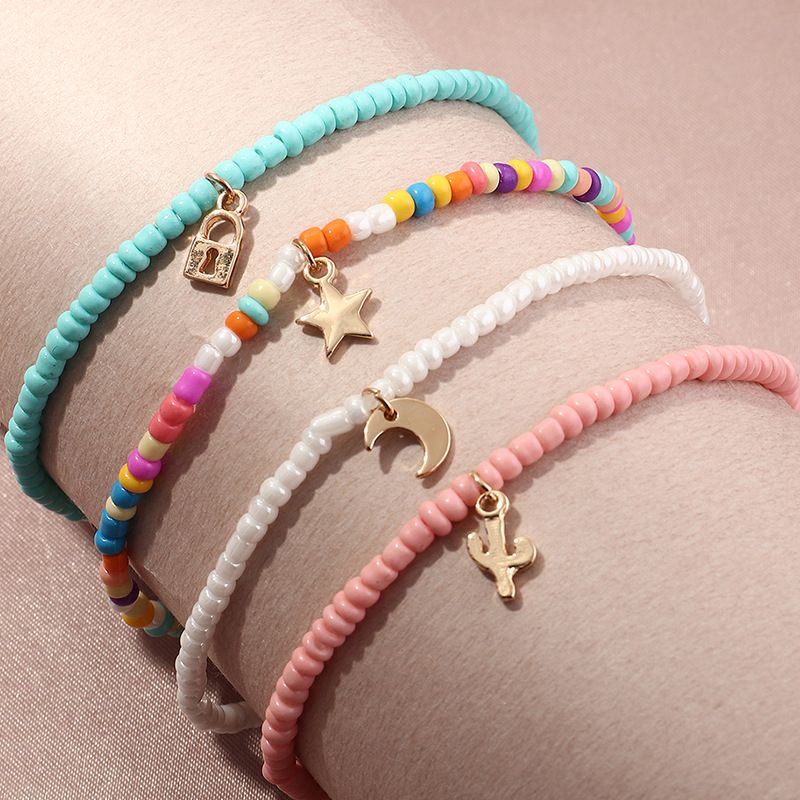 jewelry cute Joker star moon pendant temperament color beads anklet_ipsvogv.com