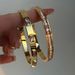 Women’s Jewelry Set Fashion Electroplated Titanium Steel Micro Inlaid Zircon CNC Pink Coral Zircon Bracelet_ipsvogv.com