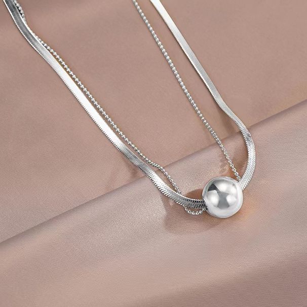 Double Layered Gold Bead Necklace For Women With Cool Minimalist Design, Featuring A Light Luxury And High-end Sweater_ipsvogv.com