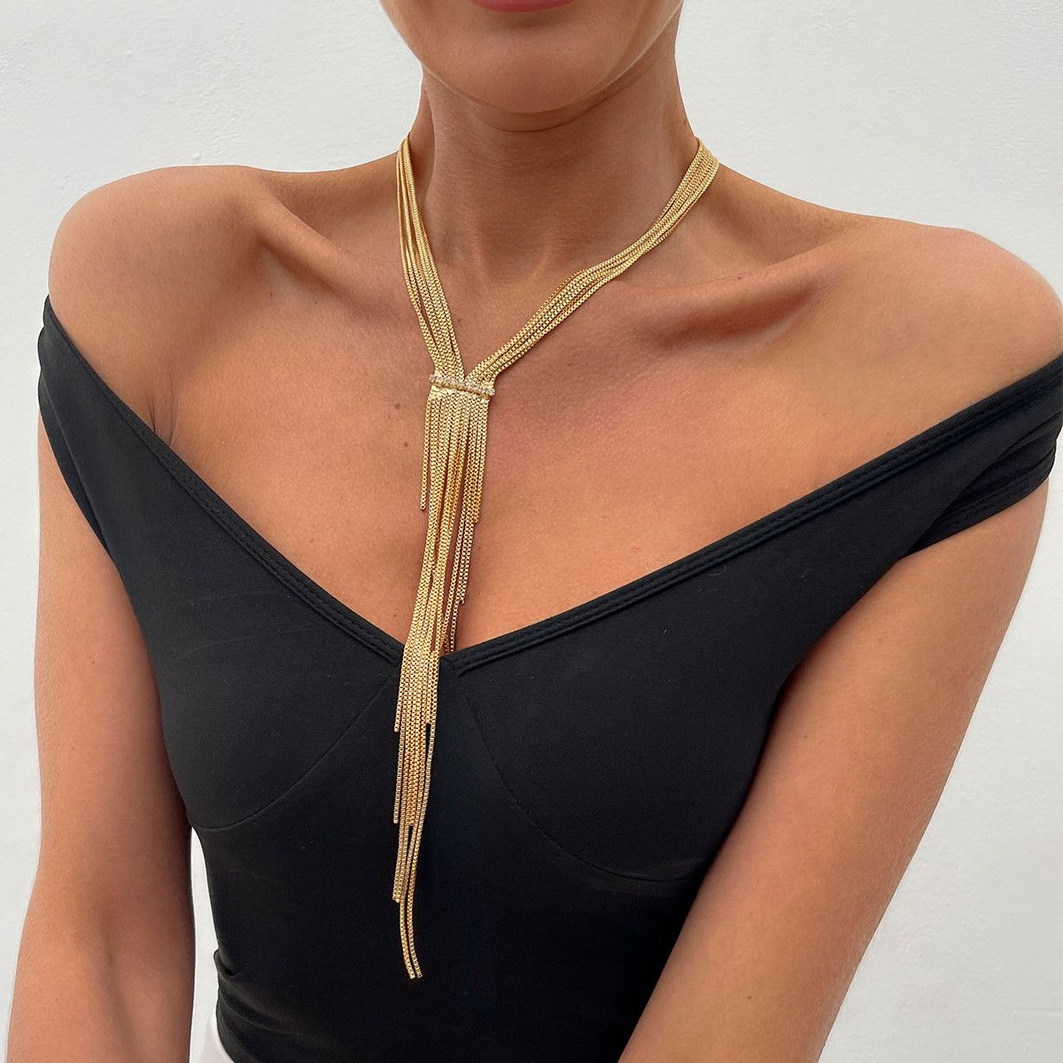 Hip Hop Punk Multi-layer Tassel Necklace For Women's Fashion Ins Metal Box Chain Long Accessory_ipsvogv.com