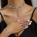 Bridal Necklace Earrings Bracelet Three-Piece Set Wedding Accessories Silver-Plated Claw Chain Rhinestone Jewelry_ipsvogv.com