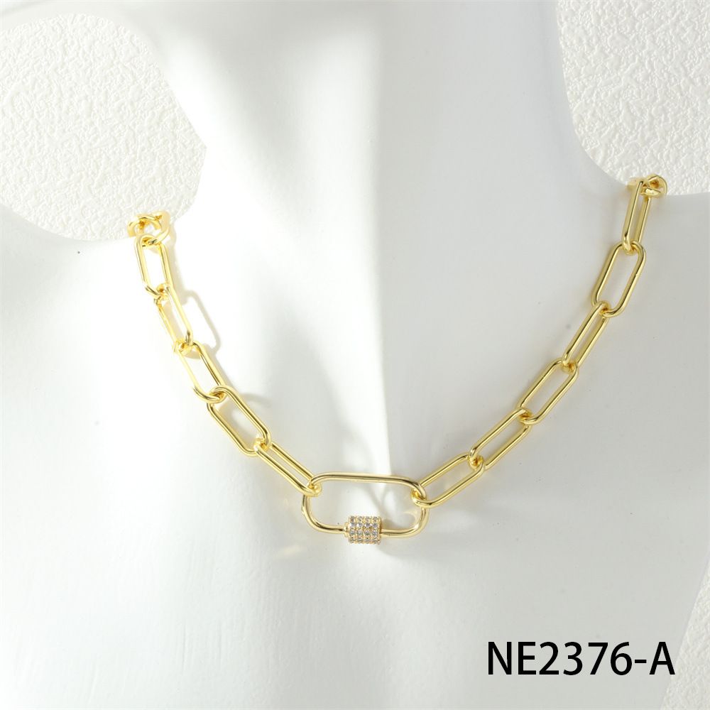 Women's Jewelry Skinny Hip Hop Motorcycle Style Fashion Trend Circular Chain Zircon Mountaineering Buckle Clavicle Chain Cool And Sweet Necklace_ipsvogv.com