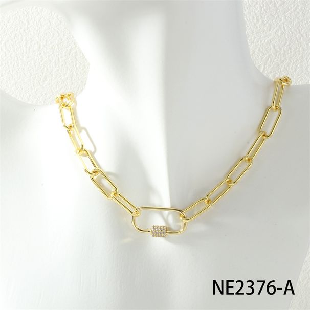 Women's Jewelry Skinny Hip Hop Motorcycle Style Fashion Trend Circular Chain Zircon Mountaineering Buckle Clavicle Chain Cool And Sweet Necklace_ipsvogv.com