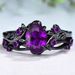 Purple Spear Black Rose Branch Cross Pair Ring Girl_ipsvogv.com