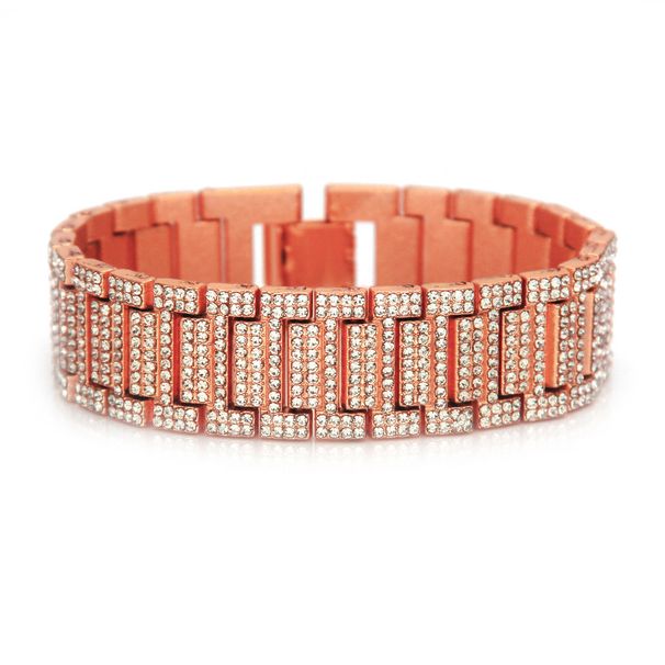 Hip hop rap for men with domineering and exaggerated diamond inlaid bracelet, watch strap style bamboo bracelet_ipsvogv.com
