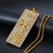 Hip Hop Jewelry Titanium Steel Gold Plated Diamond Inlaid Dollar Pendant Necklace_ipsvogv.com