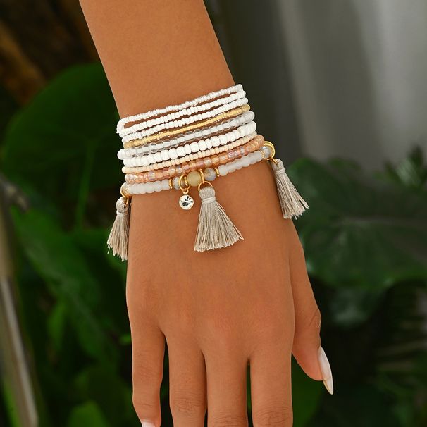 Geometric Fashion OL Ladies' Bracelet Set Niche Woven Rice Beads Design Versatile Bracelet Personality Hand Jewelry_ipsvogv.com