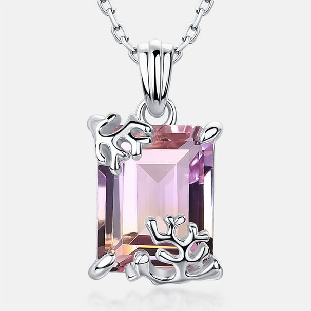 new Atmospheric Light Luxury Amethyst Pendant Female S925 Silver Inlaid Two Color Gemstone Necklace Fashion Customization_ipsvogv.com