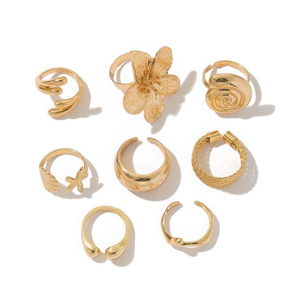 8-piece Set Of Starfish Scallop Ring Set, European And American Fashion Trend Niche Design Model Stage Catwalk Matching Accessories_ipsvogv.com