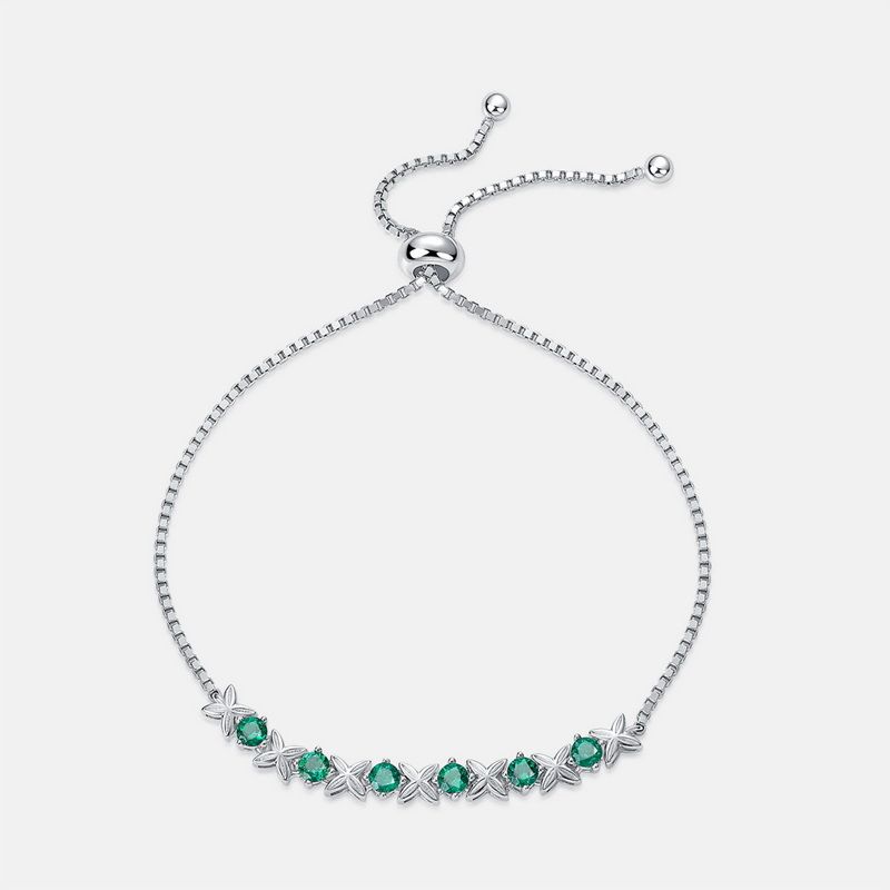 New Light Luxury Fashion Cultivated Emerald Bracelet S925 Silver Inlaid Cultivated Colored Gemstone Adjustable Hand Jewelry All Match_ipsvogv.com